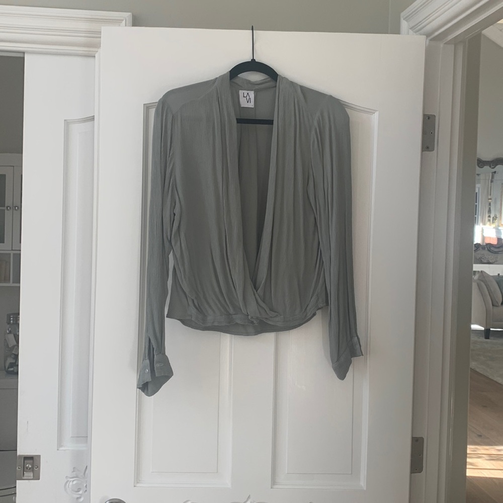 Crossover long sleeved shirt